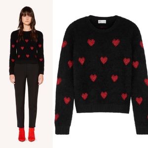NWT RED Valentino Hearts Intarsia Angora Sweater